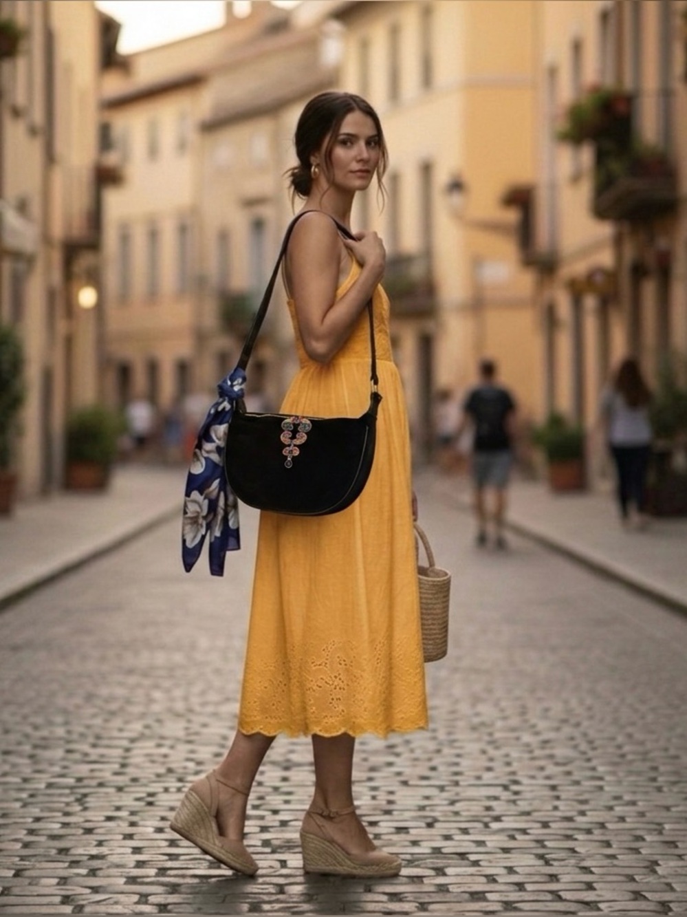 BRAND NEW OOAK Black vegan suede shoulder bag with embellishments styled for you